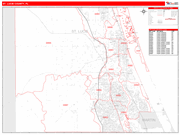 St. Lucie County Wall Map Red Line Style